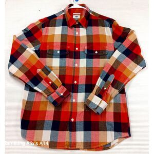 Old Navy Classic MEDIUM Shirt Button up Plaid Shirt Long‎ Sleeves Button Cuffs